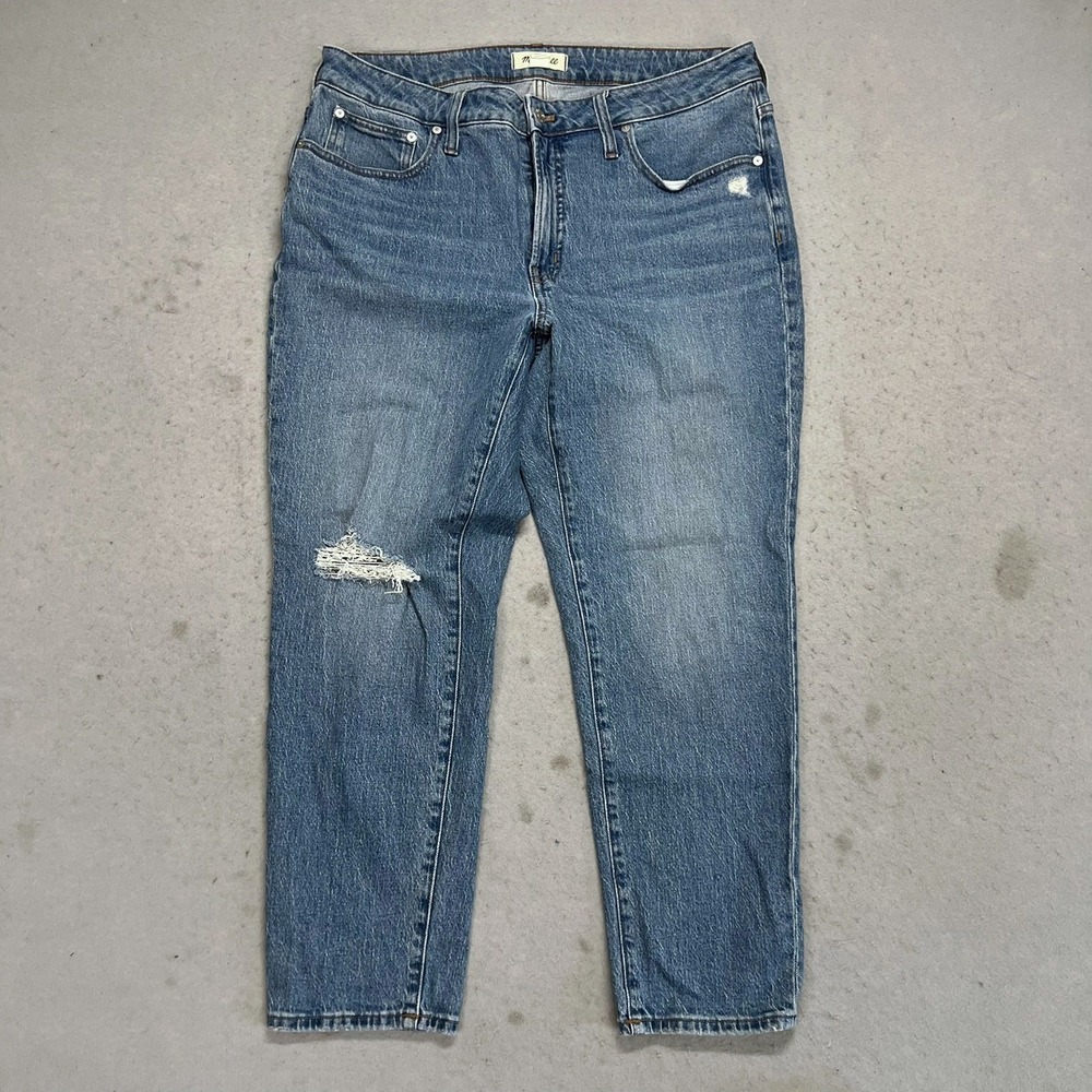 Madewell Mid-Rise Perfect Vintage Jean 14W‎ Distressed Medium Wash Straight Leg